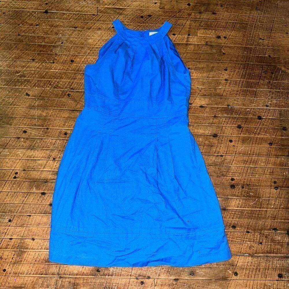 Loft blue high neck sleeveless business casual dress